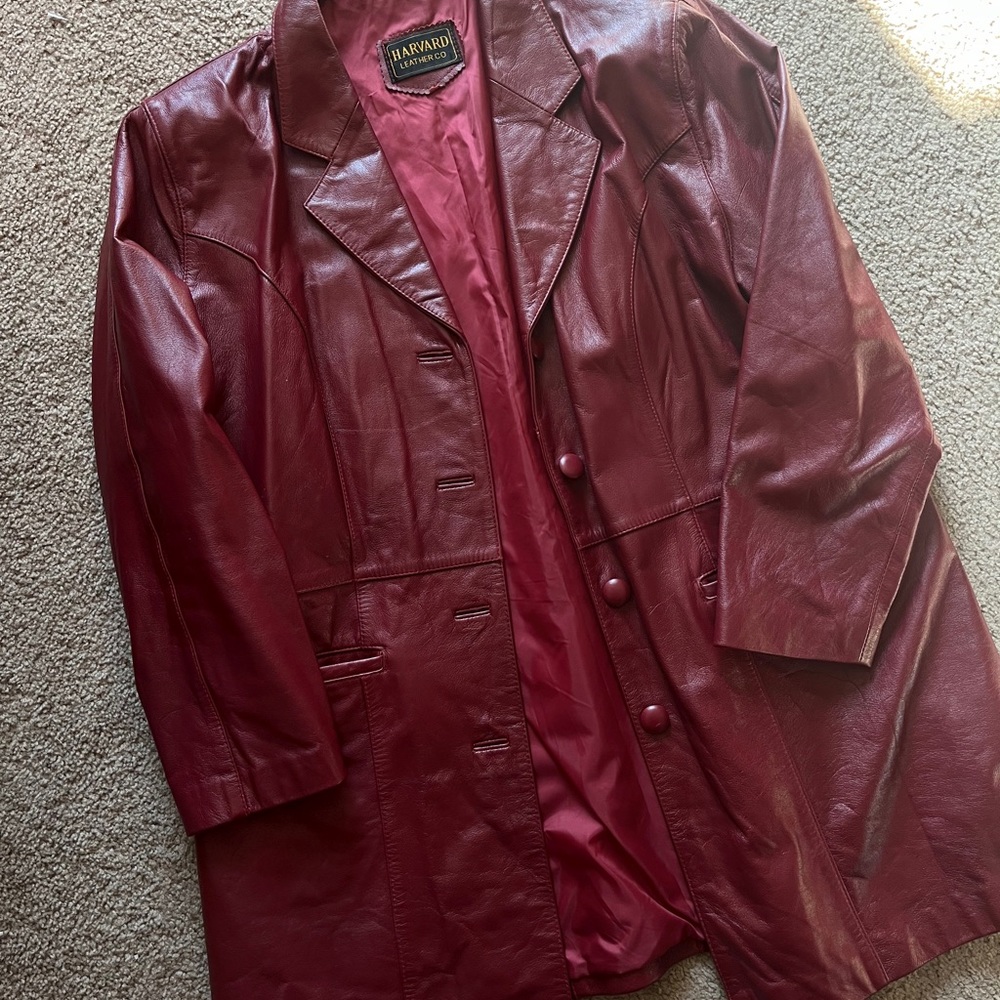 cherry red vintage leather jacket